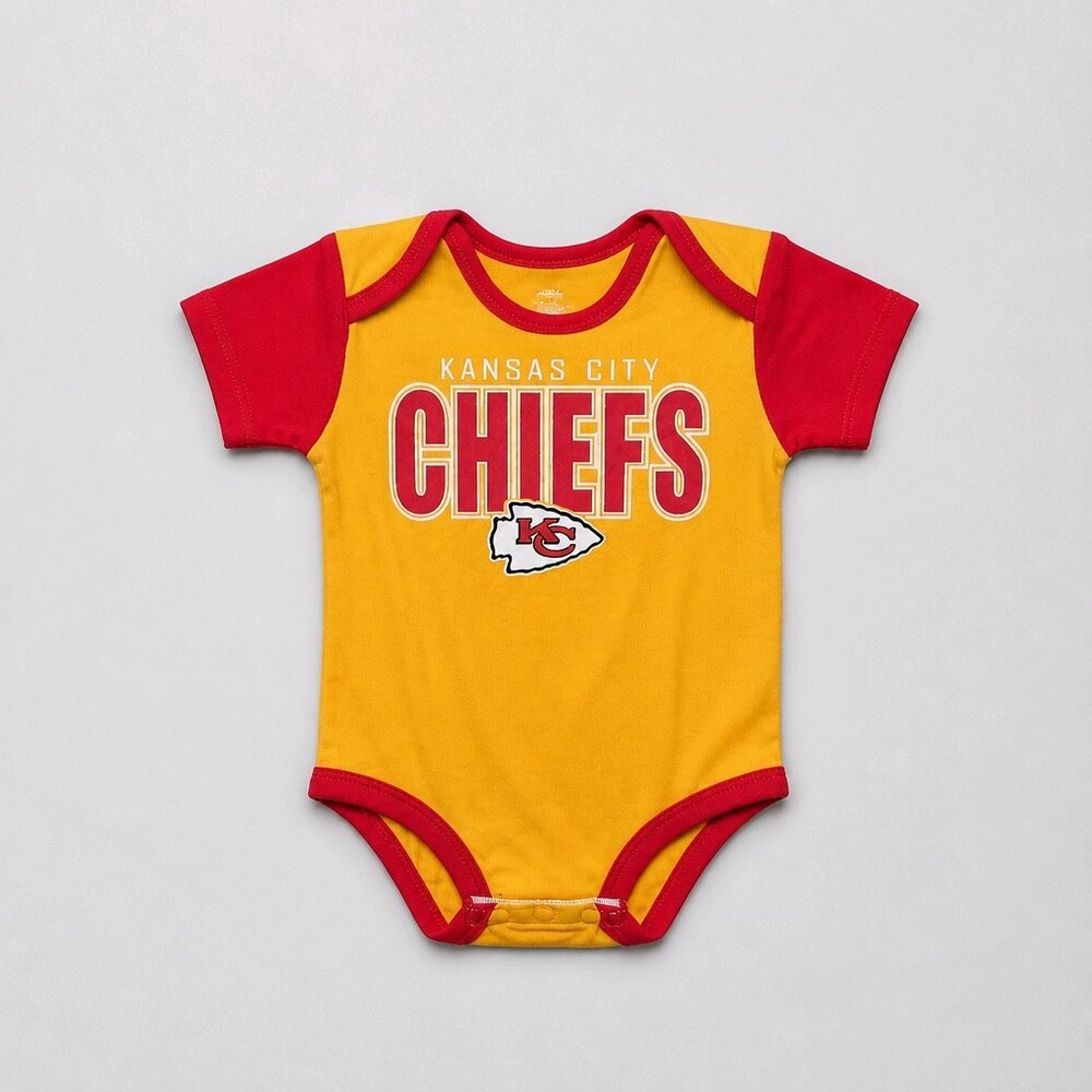 NFL Team Apparel Kansas City Chiefs Baby Onesie 6/9M Yellow Red